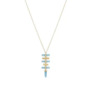14 Karat Gold Plated Pencil Cut Chalcedony Drop Necklace
