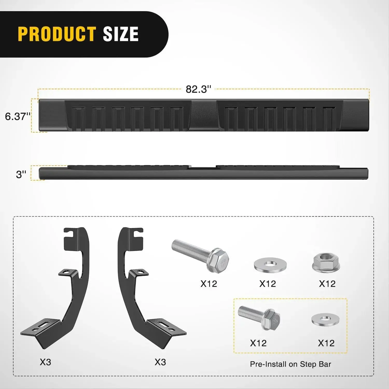 2019-2024 Chevy Silverado/GMC Sierra 1500 Crew Cab 2020-2024 Silverado/GMC Sierra 2500HD 3500HD Running Boards 6 Inch Aluminum Bolt-on Side Step Nerf Bars Running Boards