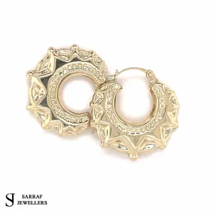 9ct Yellow Gold Round Victorian Creole Earring Plain Spike Design UK Hallmarked | Shop Online Sarraf Jewellers UK
