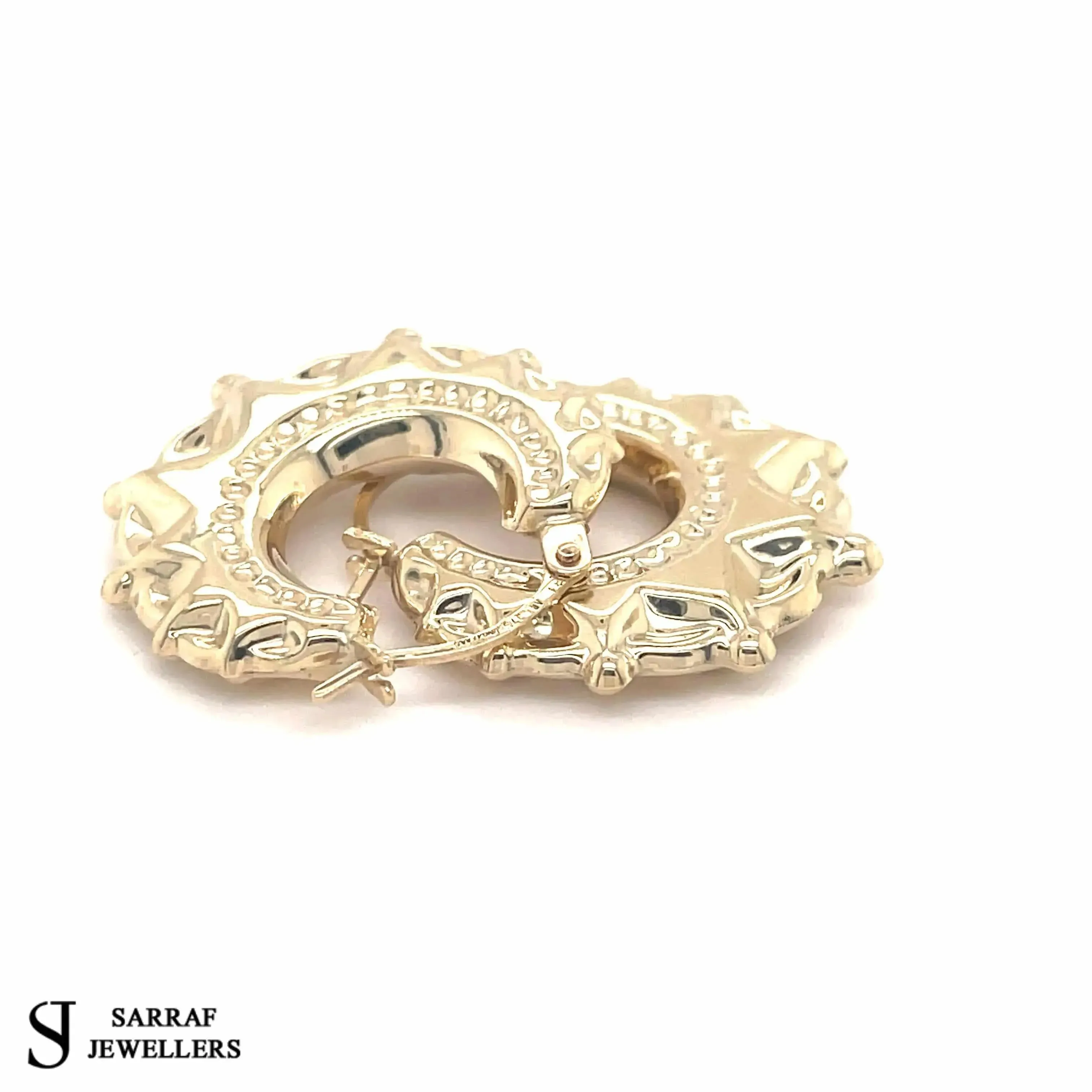 9ct Yellow Gold Round Victorian Creole Earring Plain Spike Design UK Hallmarked | Shop Online Sarraf Jewellers UK