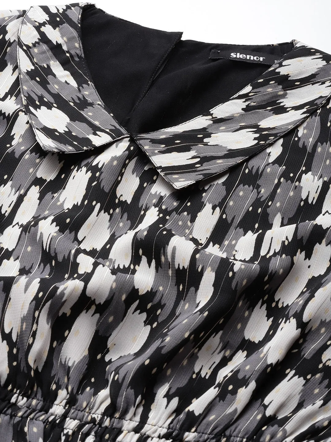Abstract Print Peter Pan Collar Top