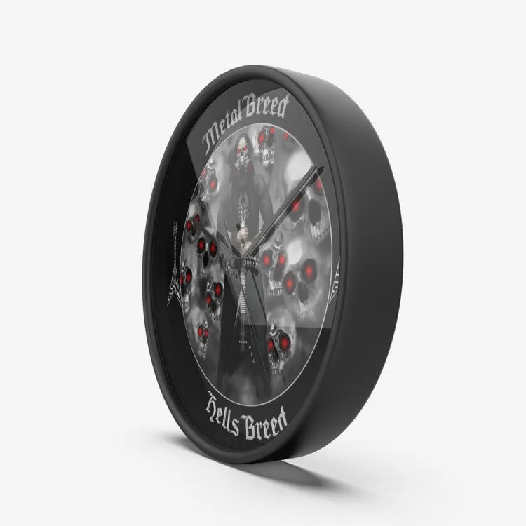 Chrome Skull Hells Breed Red Eye Light Cloud Wall Clock Silent Non Ticking Quality Quartz