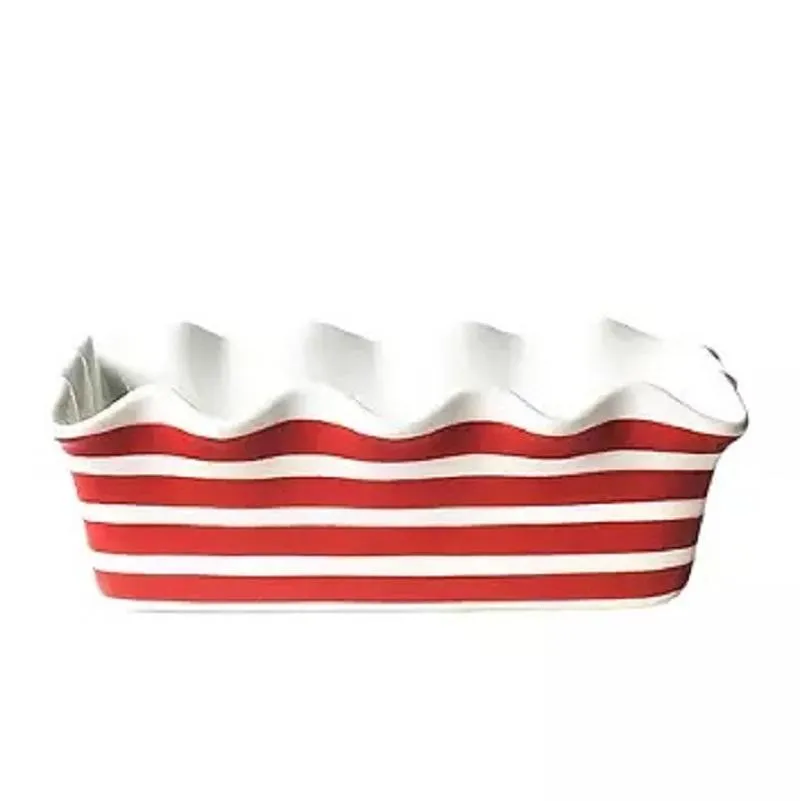 Coton Colors Red Stripe Ruffle Loaf Pan