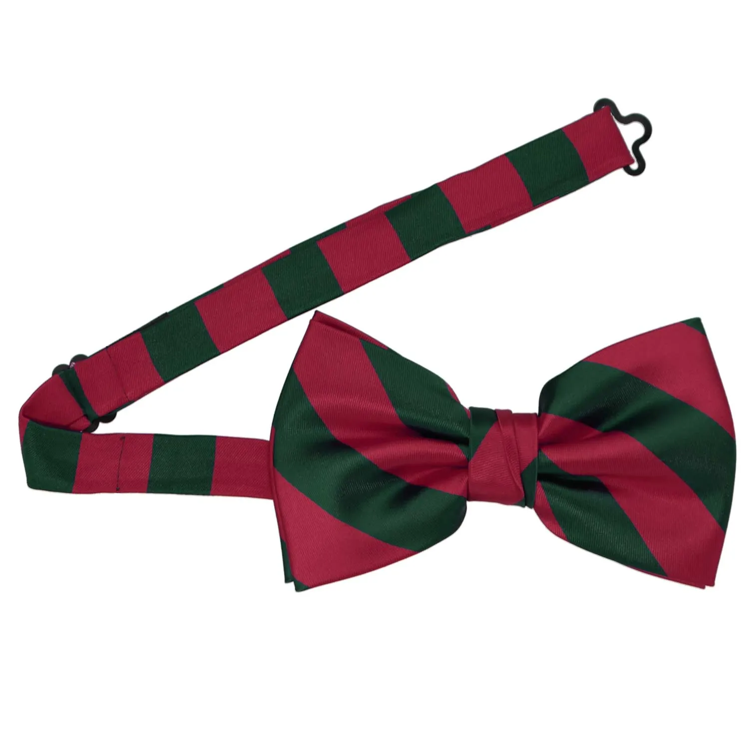 Crimson Red and Hunter Green Striped Bow Tie