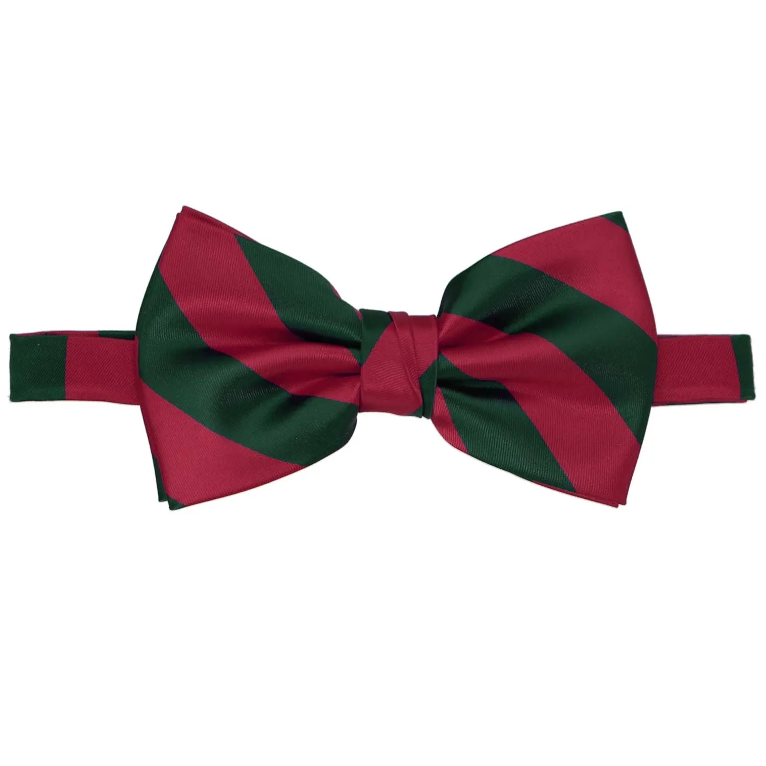 Crimson Red and Hunter Green Striped Bow Tie
