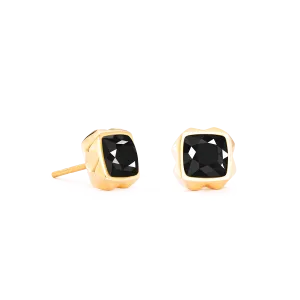 Earrings Spikes Square Onyx gold-black