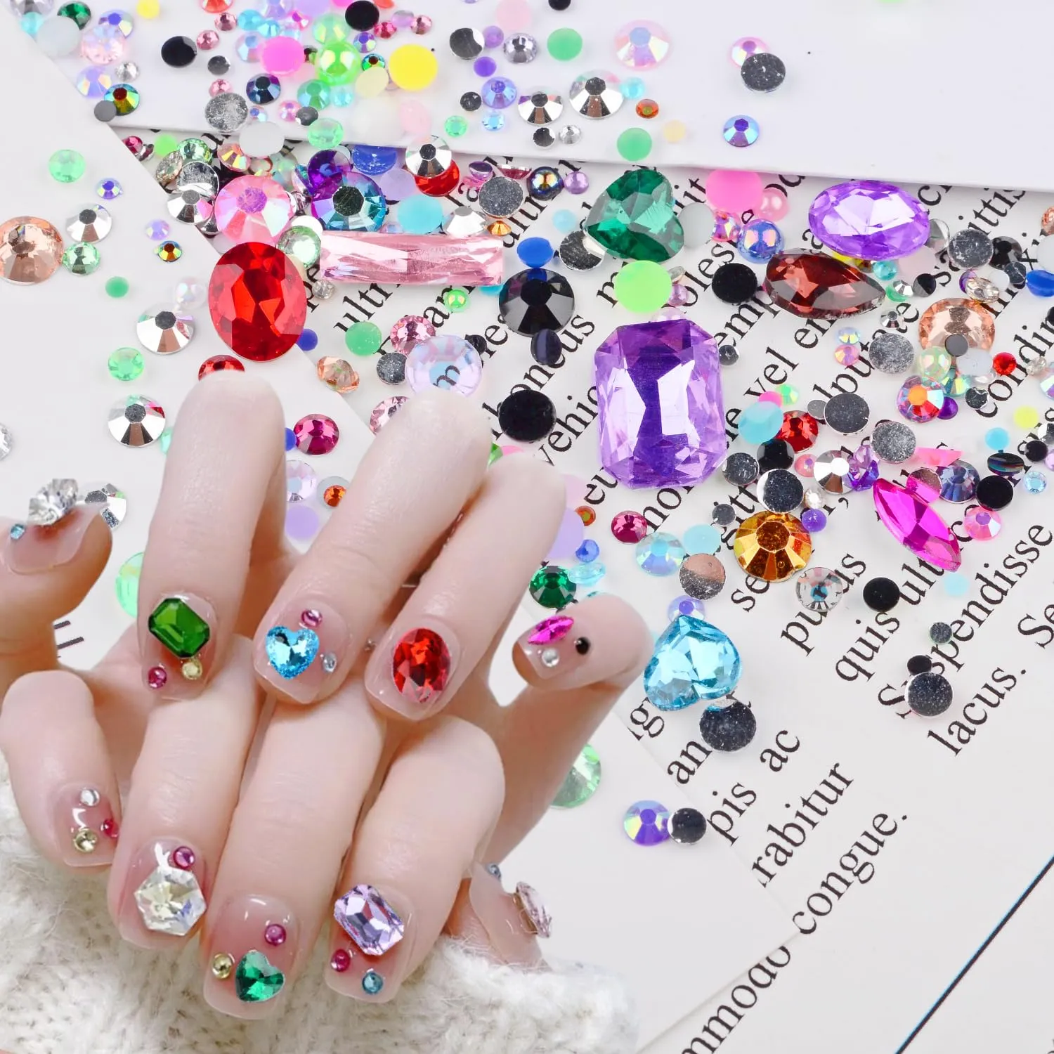 editTime 3D Metal Punk Nail Charms Jewels Kit, 300pcs Alloy Chrome Cone Rivet Spike Snake Skull Studs with 9pcs Big Glass Pointed Bottom Rhinestones and 200pcs Flatback Resin Rhinestones (silver)