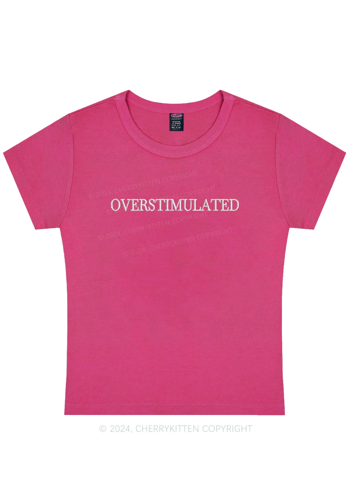 Embroidered Overstimulated Y2K Baby Tee Cherrykitten