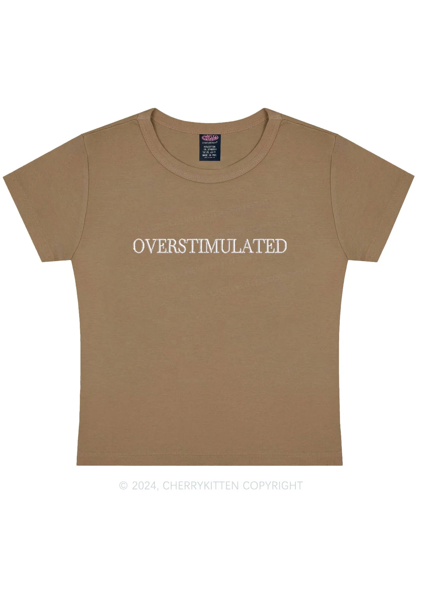 Embroidered Overstimulated Y2K Baby Tee Cherrykitten