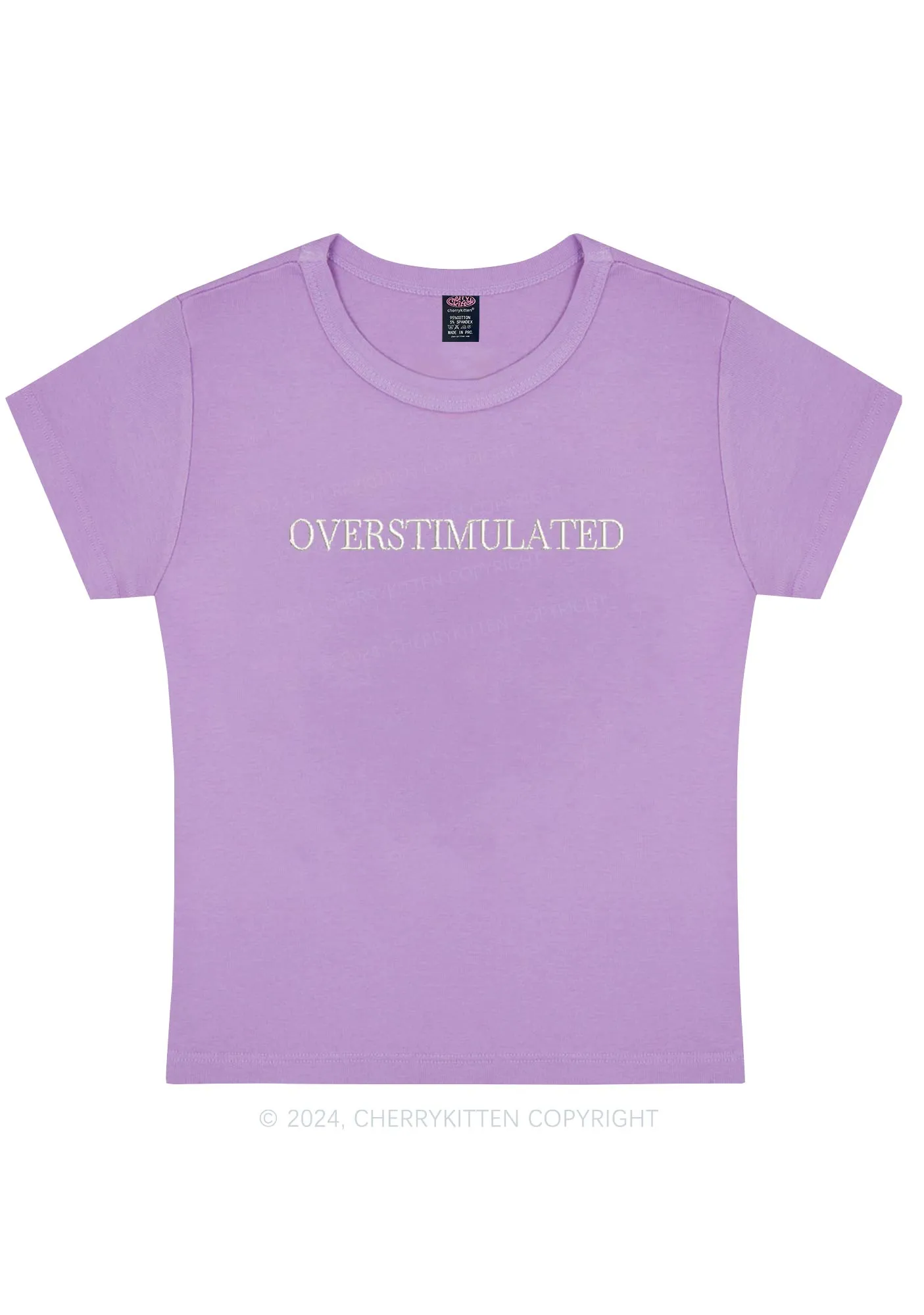 Embroidered Overstimulated Y2K Baby Tee Cherrykitten