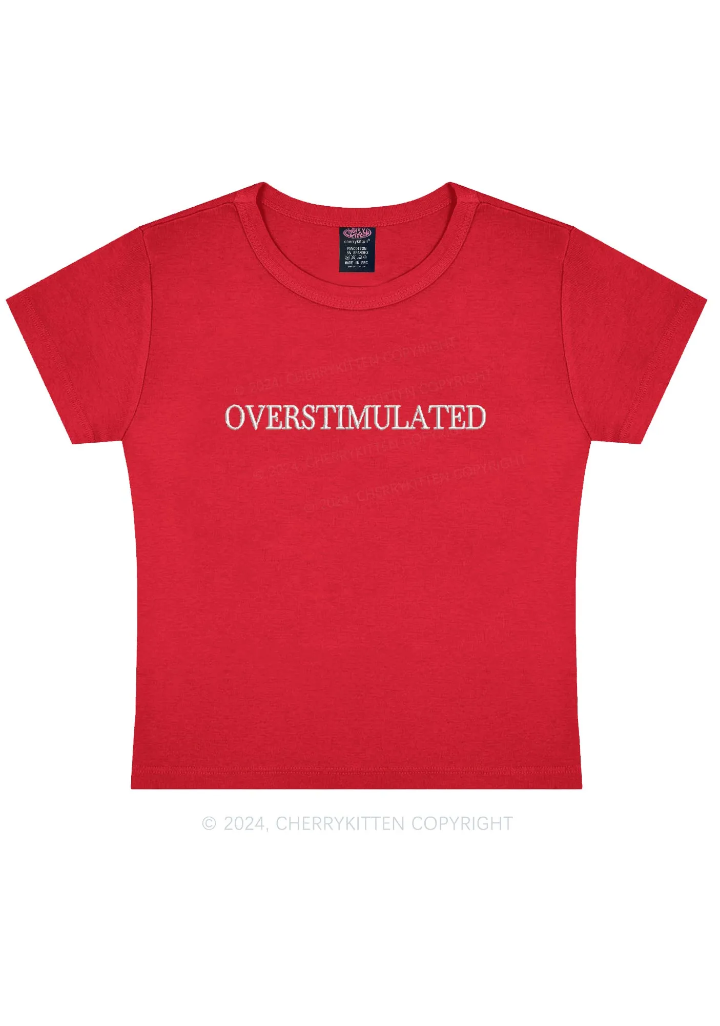 Embroidered Overstimulated Y2K Baby Tee Cherrykitten