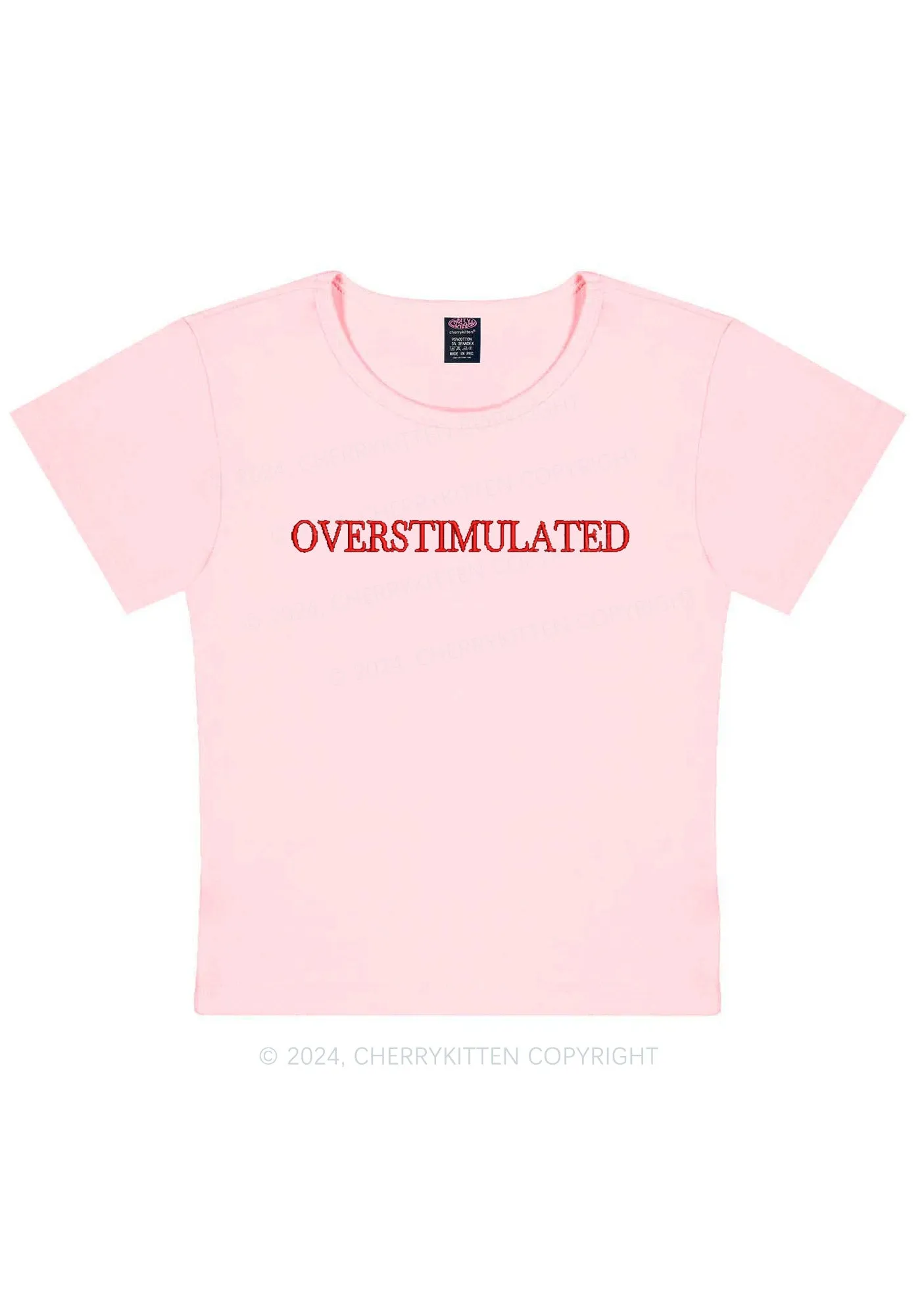 Embroidered Overstimulated Y2K Baby Tee Cherrykitten