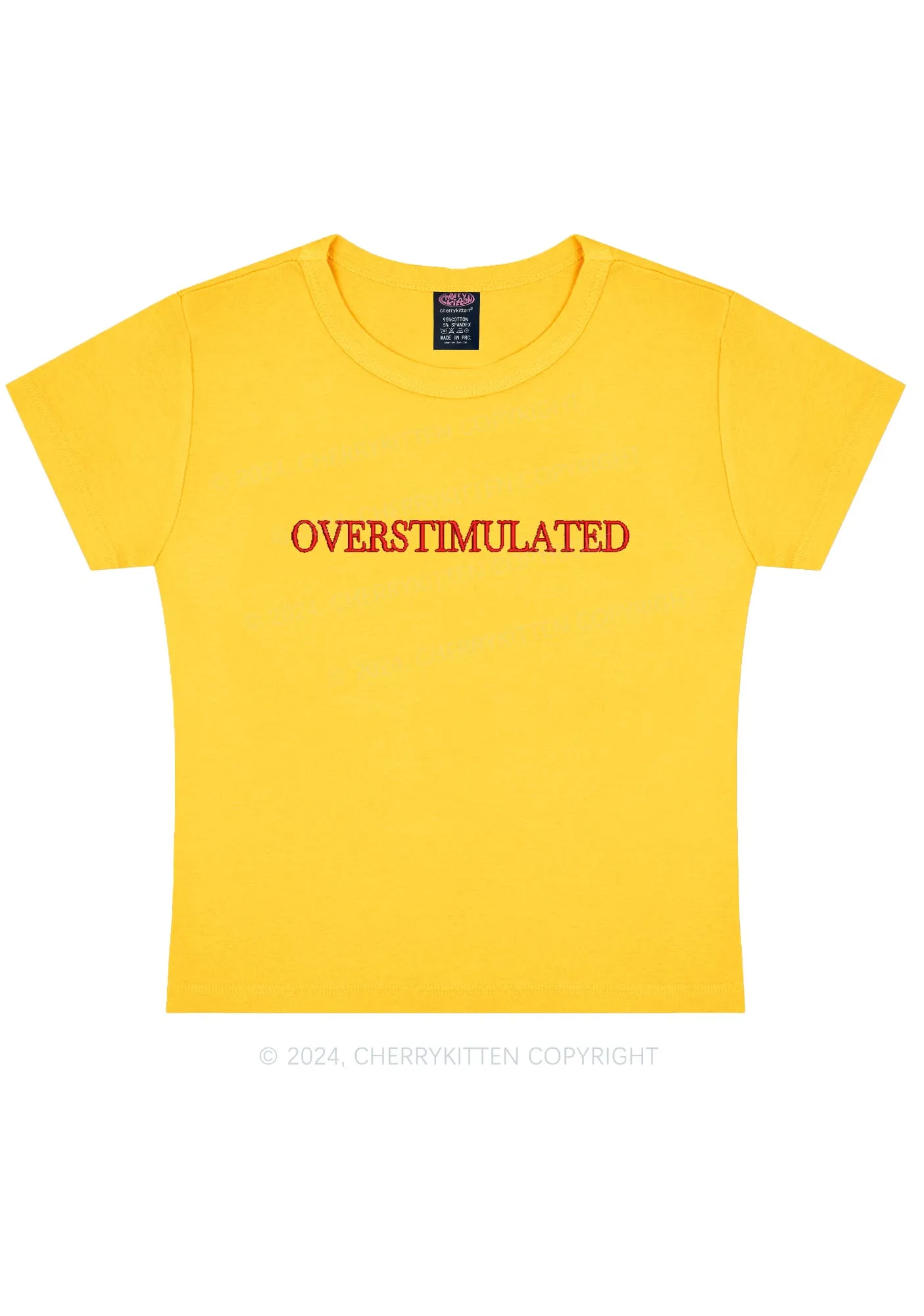 Embroidered Overstimulated Y2K Baby Tee Cherrykitten