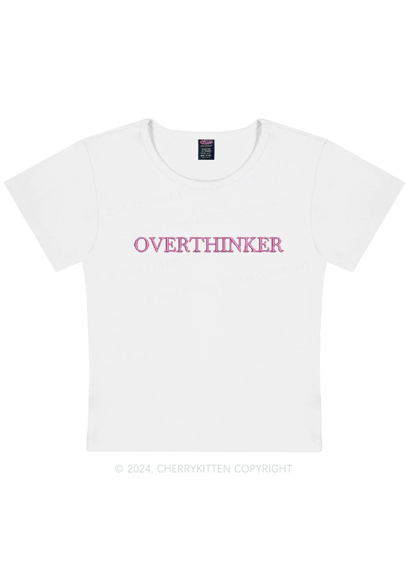 Embroidered Overthinker Y2K Baby Tee Cherrykitten