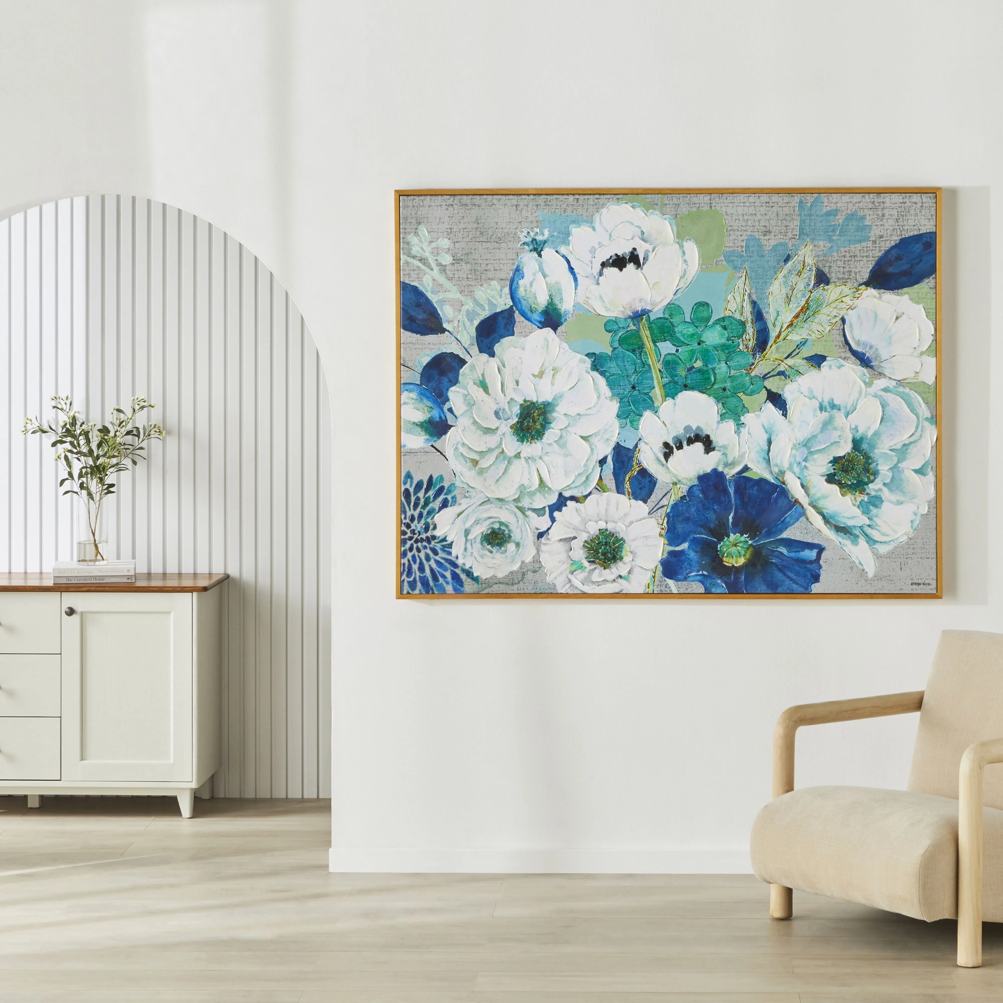 Galleries Blue and White Floral Collection Framed Canvas 160x120cm