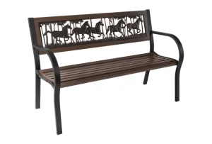 Garden Bench 2-Tone Steel Running Horses