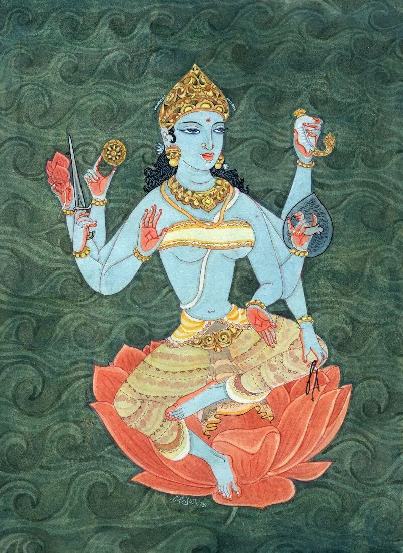 Goddess Vijayalakshmi (One Of Ashtalakshmi) - Indian Painting - Canvas Prints