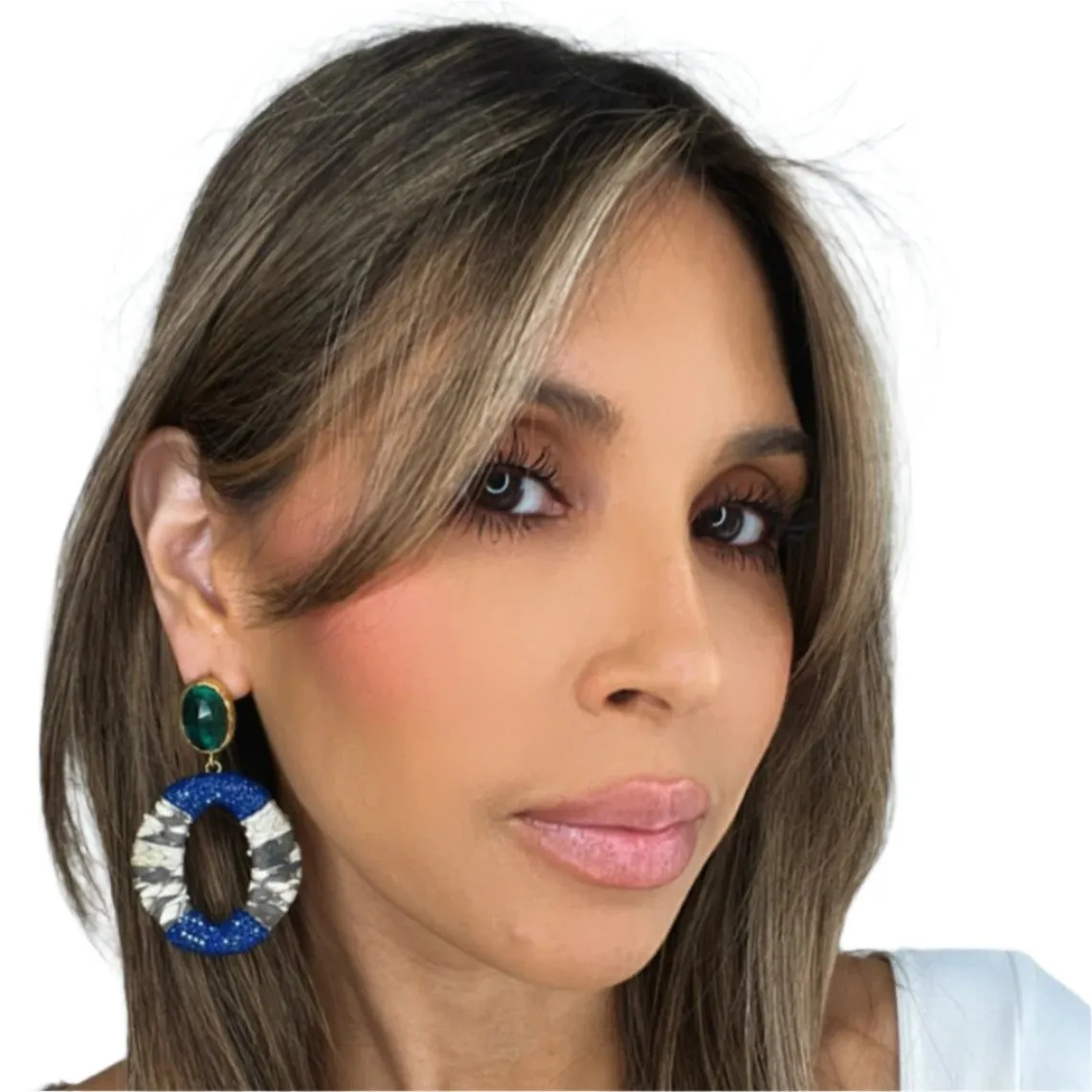 Gray & Blue Crystal Earring