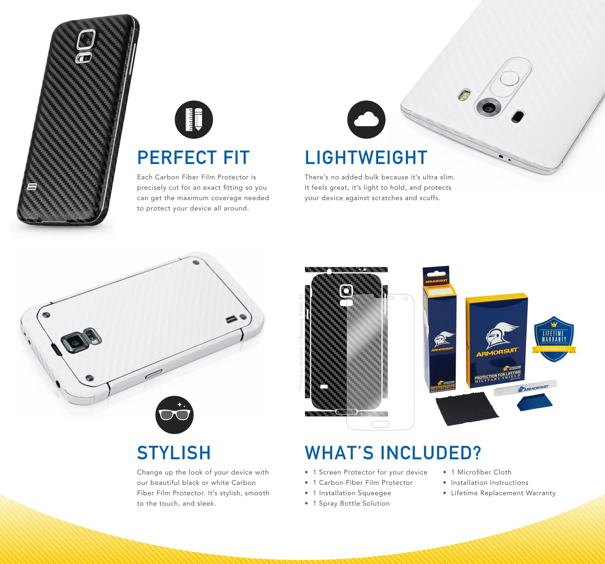 Huawei Mate 10 Screen Protector   White Carbon Fiber Skin