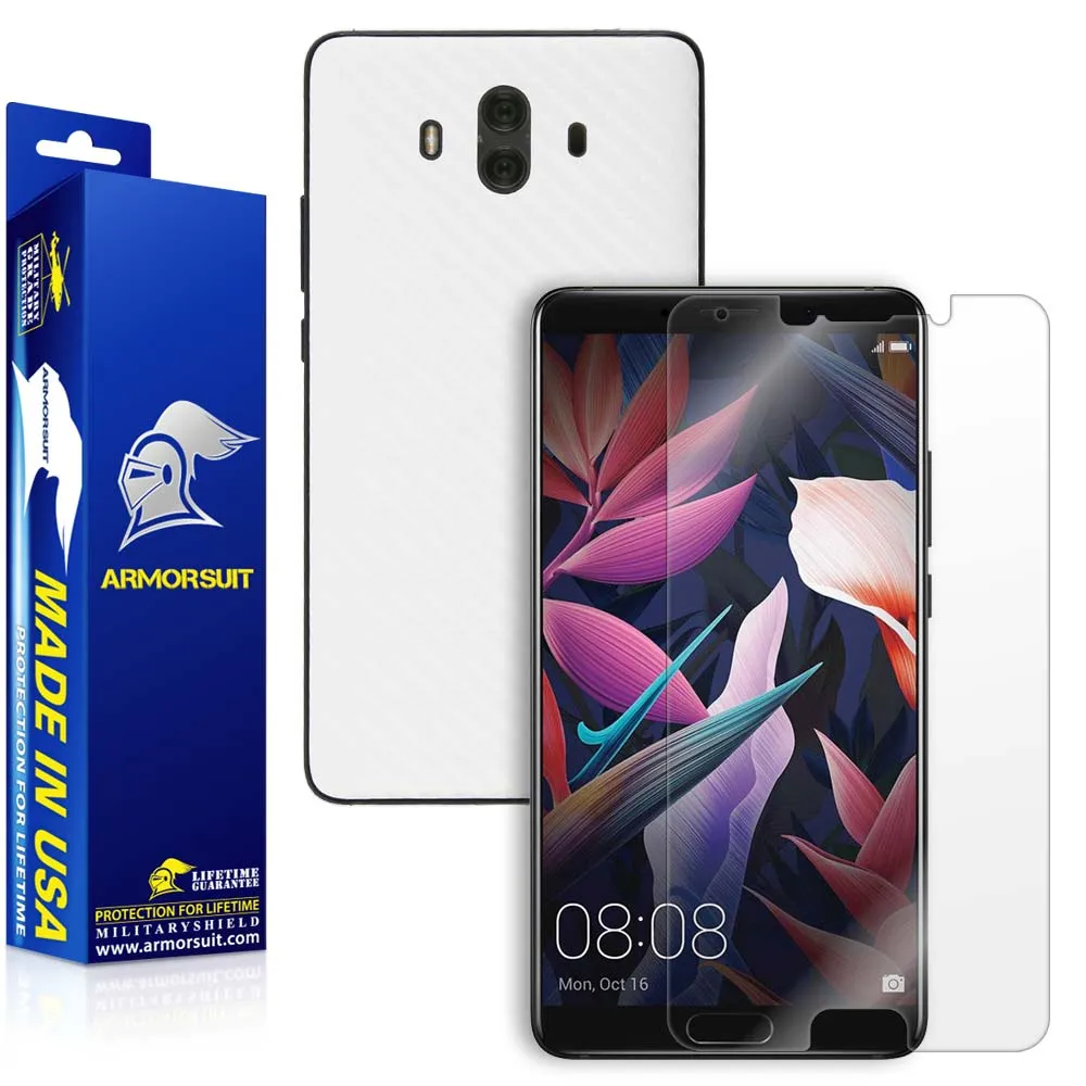 Huawei Mate 10 Screen Protector   White Carbon Fiber Skin