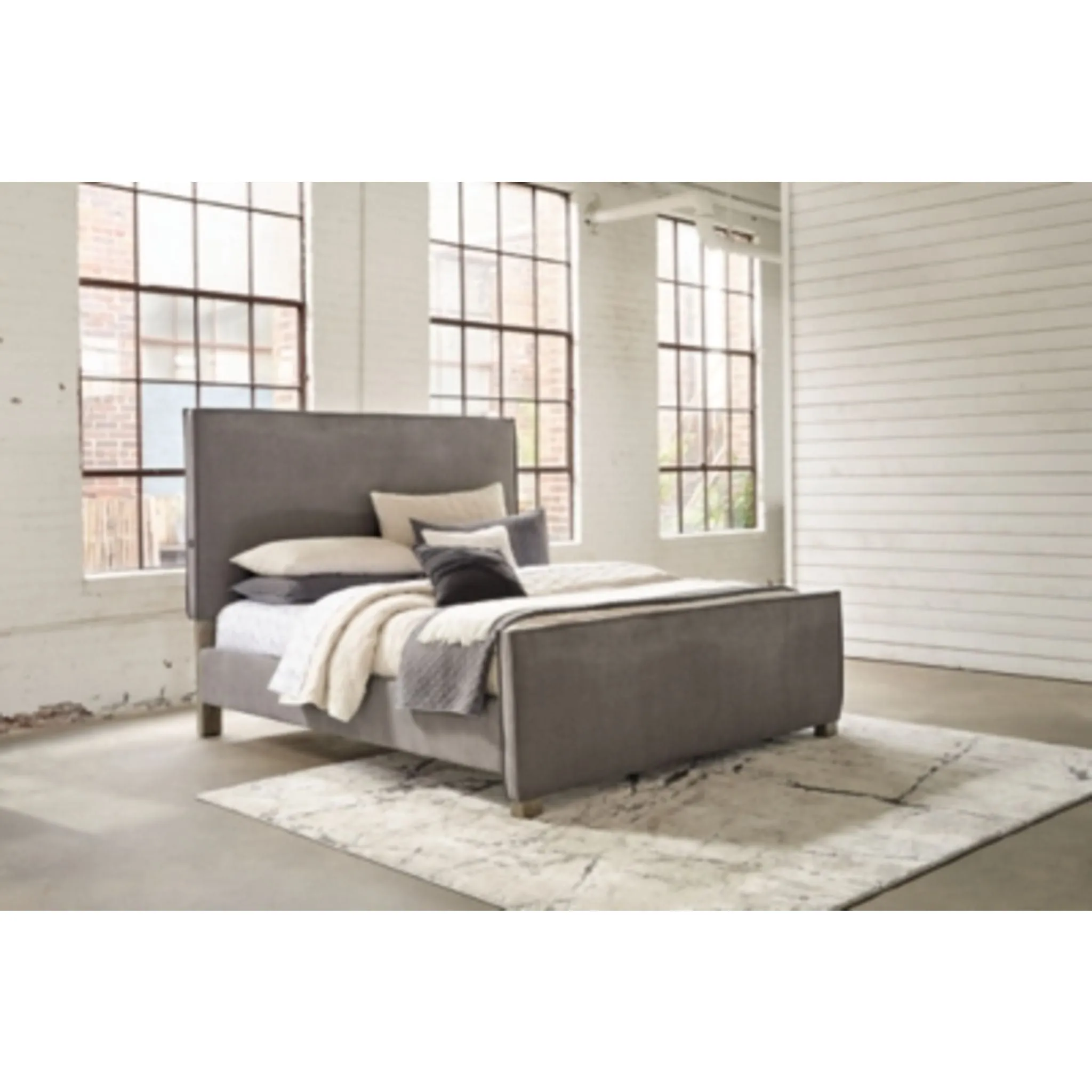Krystanza Upholstered Bed - Weathered Gray