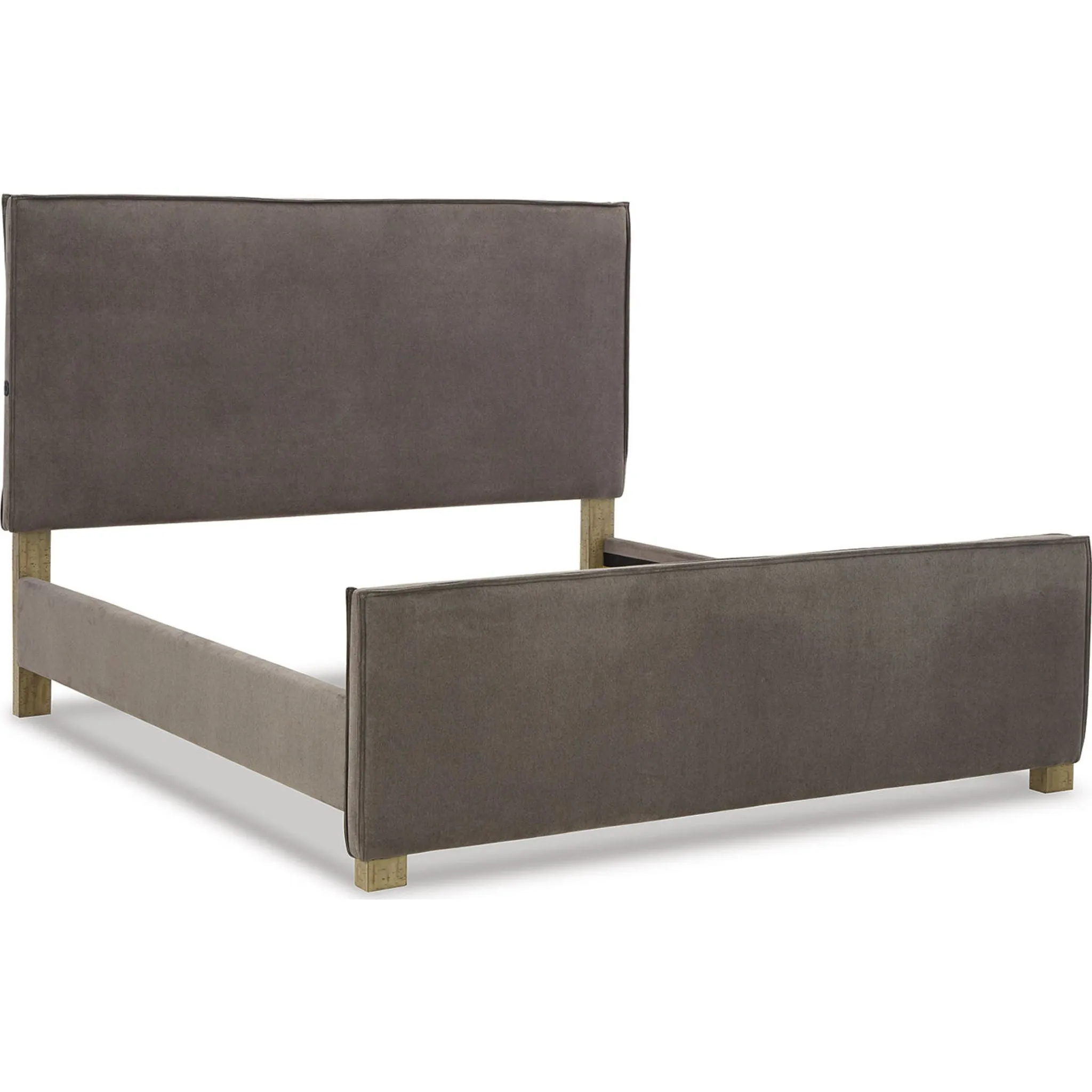 Krystanza Upholstered Bed - Weathered Gray