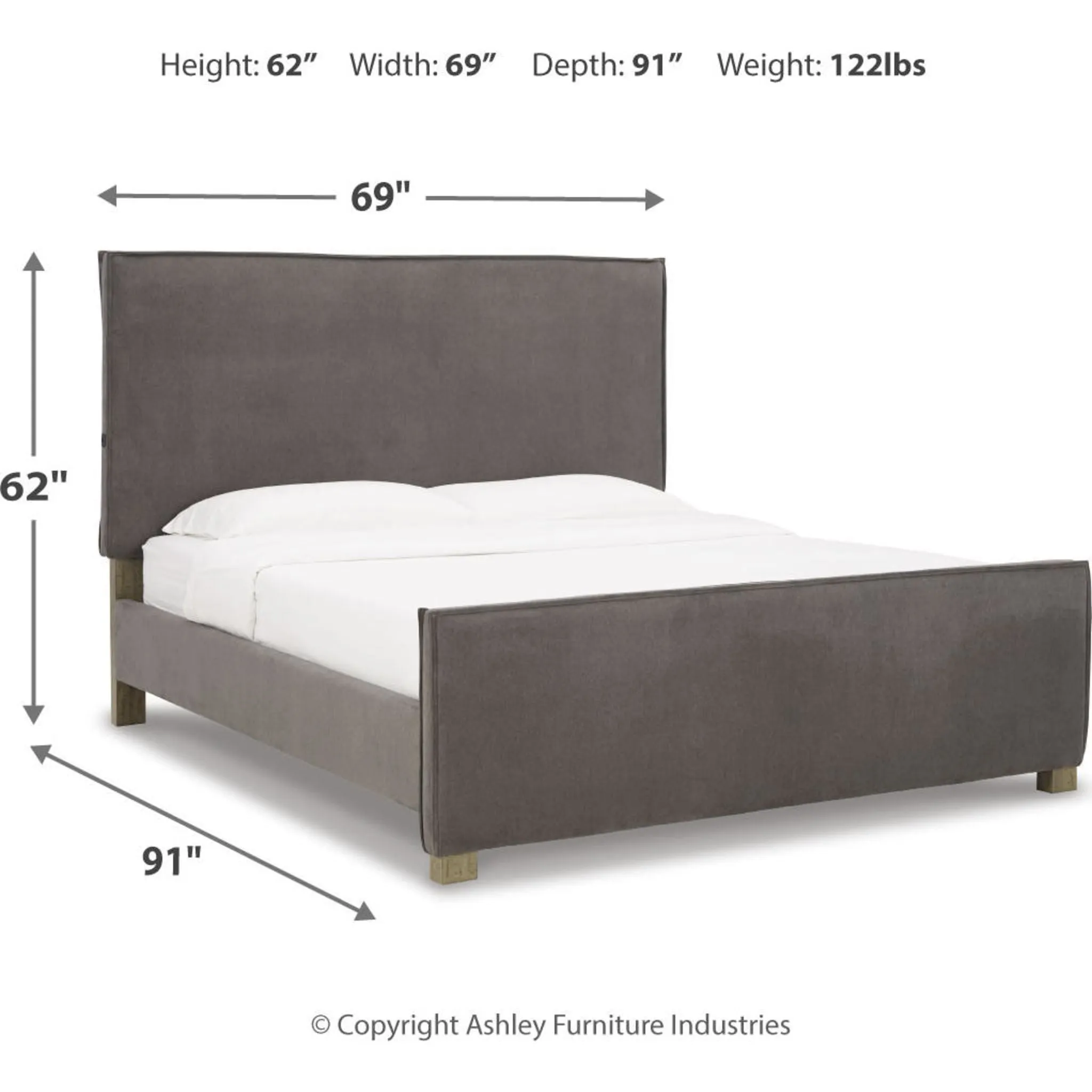 Krystanza Upholstered Bed - Weathered Gray