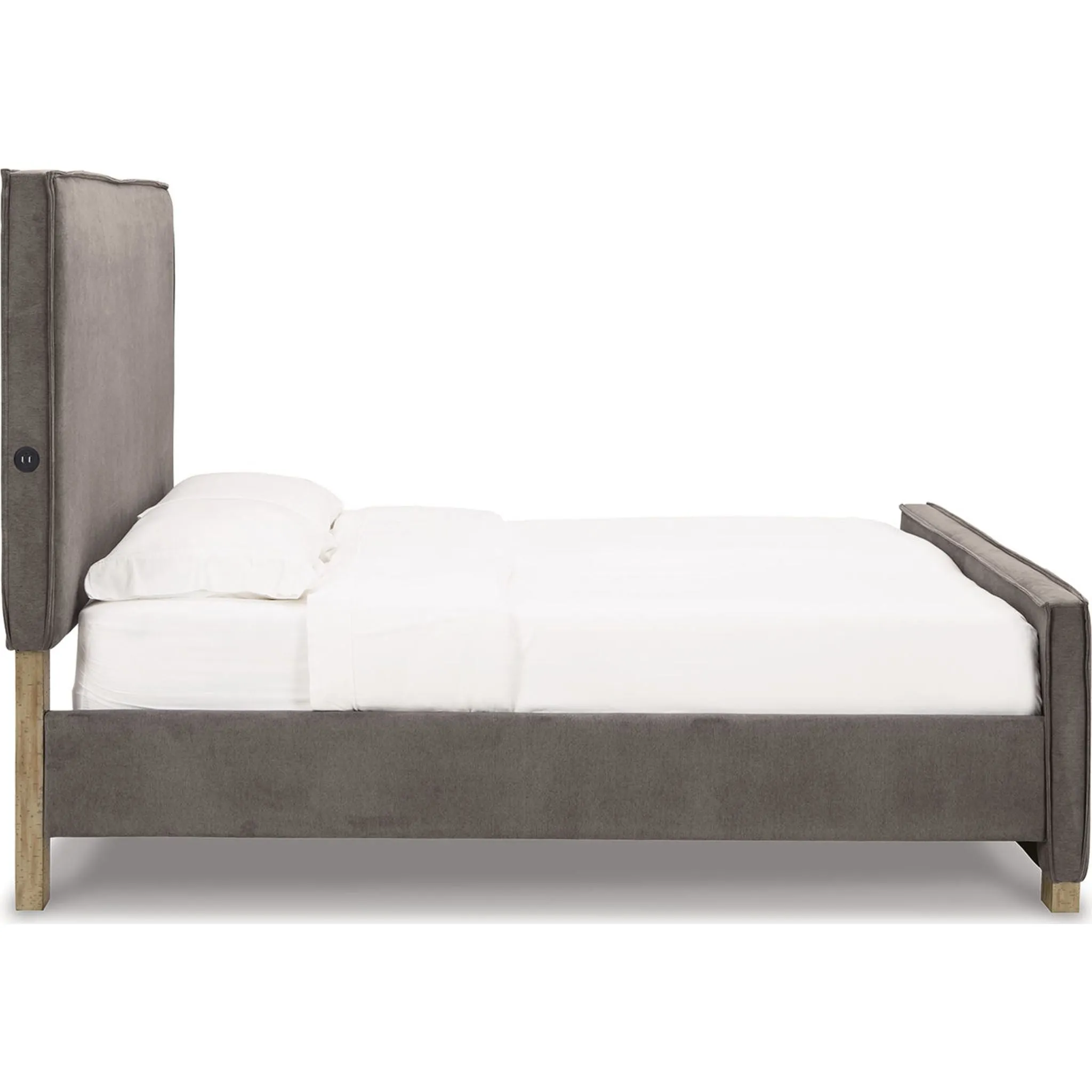 Krystanza Upholstered Bed - Weathered Gray