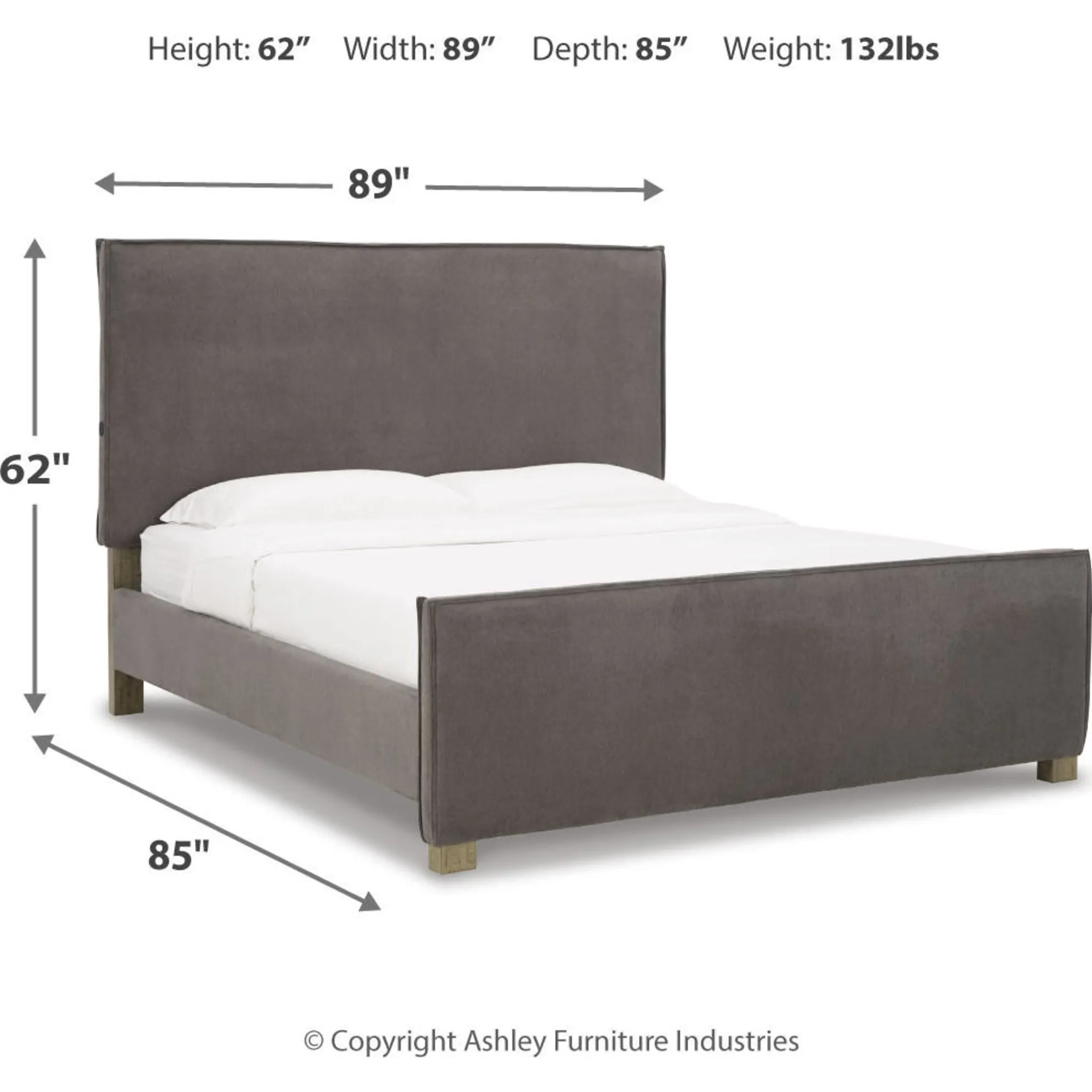 Krystanza Upholstered Bed - Weathered Gray