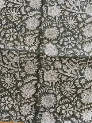 Naples Block Print Linen Designer Fabric for Upholstery, Curtains and more