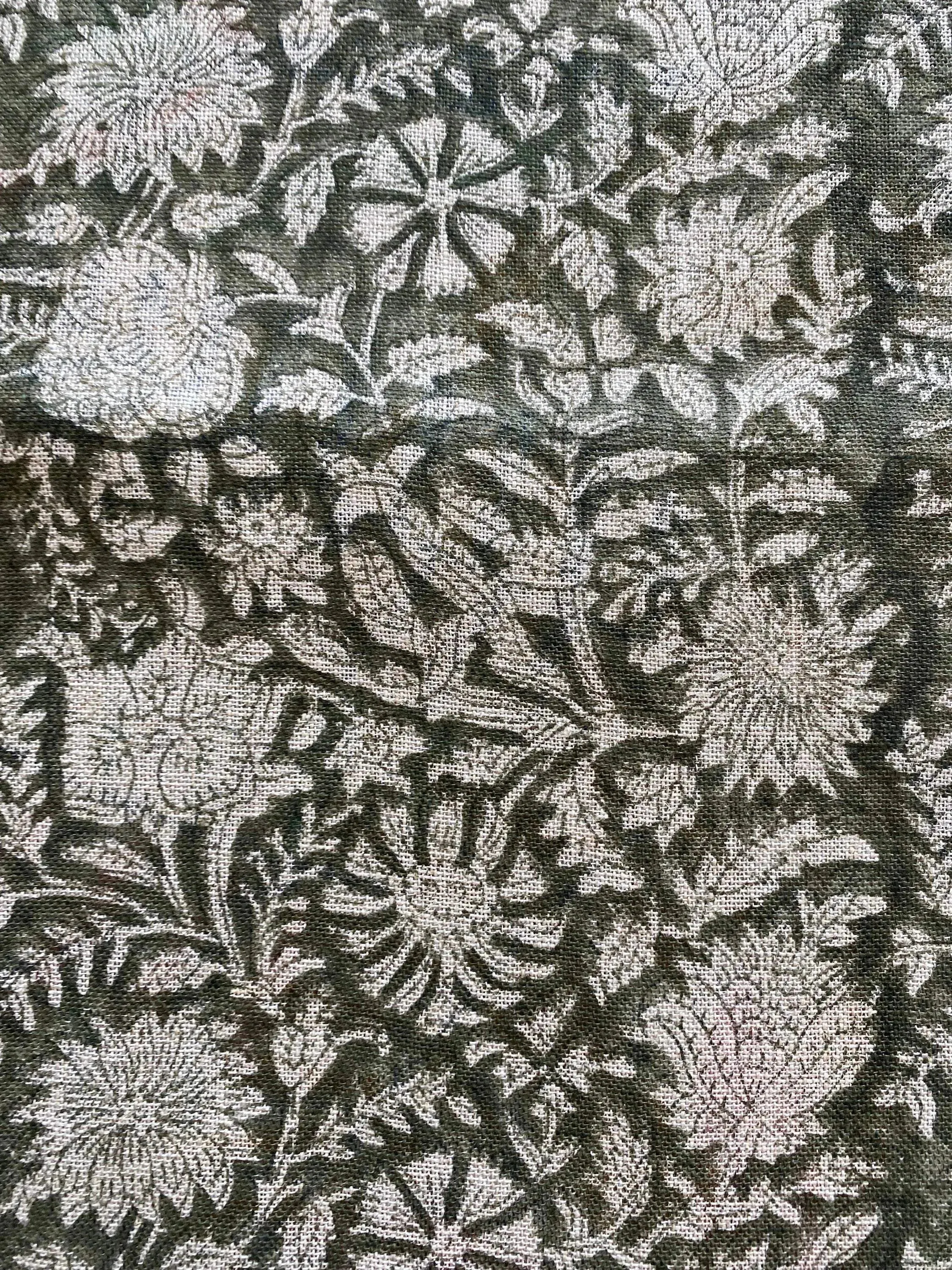 Naples Block Print Linen Designer Fabric for Upholstery, Curtains and more