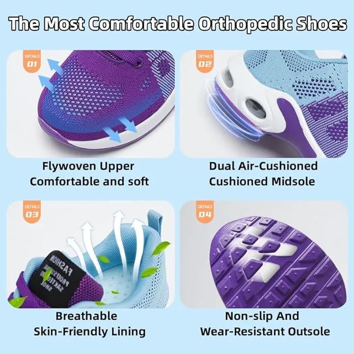 New Musabela Orthopedic Sneakers for Women,Ortho Pro - The Most Comfortable Orthopedic Shoes,Lightweight Fashion Sport Sneakers,Casual Walking Air Cushion Shoes Black, Sz 7.5