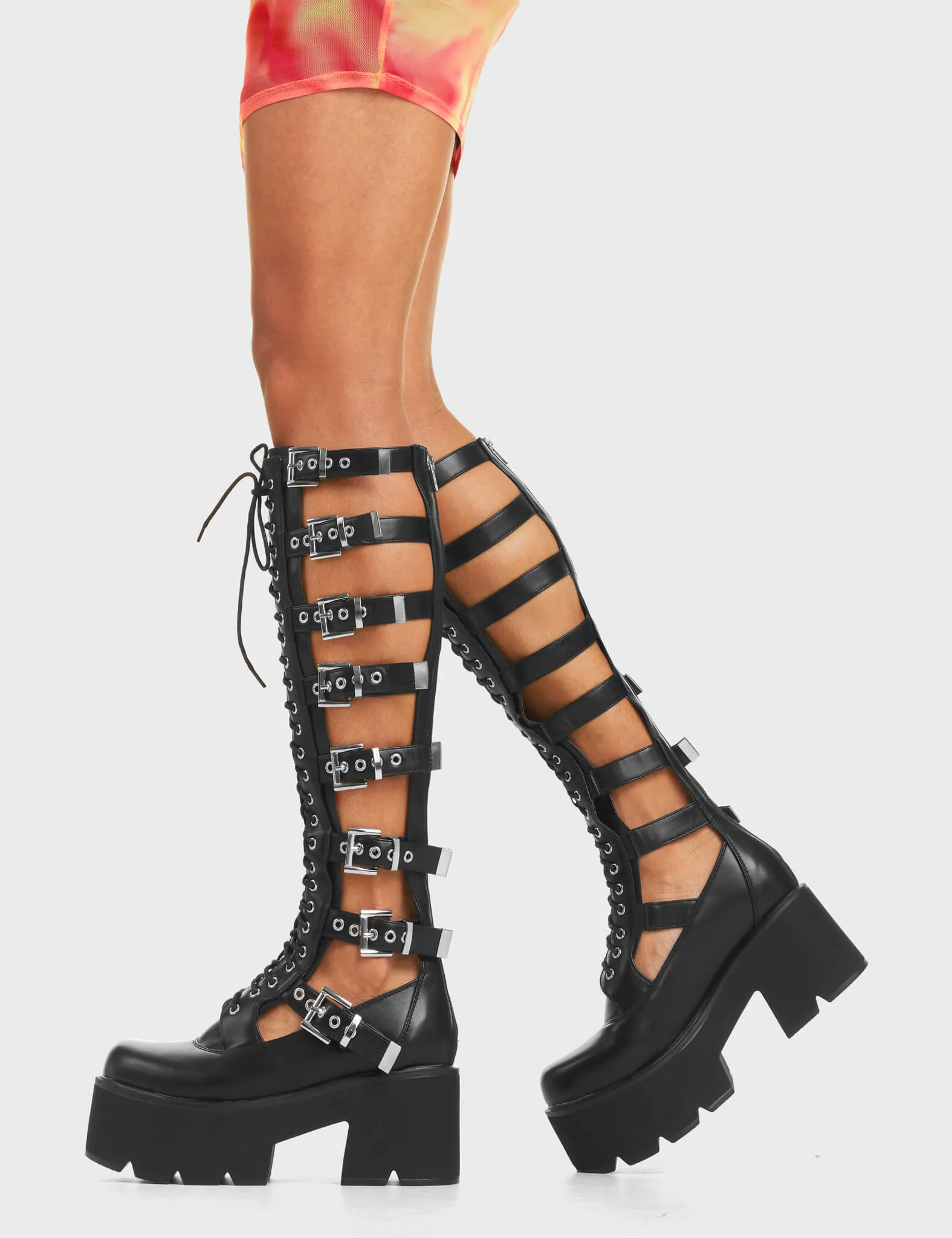 Peakaboo Chunky Platform Knee High Boots