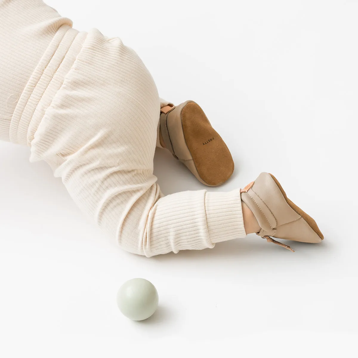 Pretty Brave Leather Baby Moccasin Shoes - Taupe