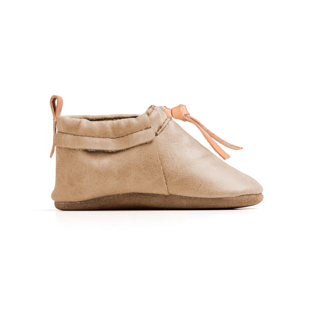 Pretty Brave Leather Baby Moccasin Shoes - Taupe