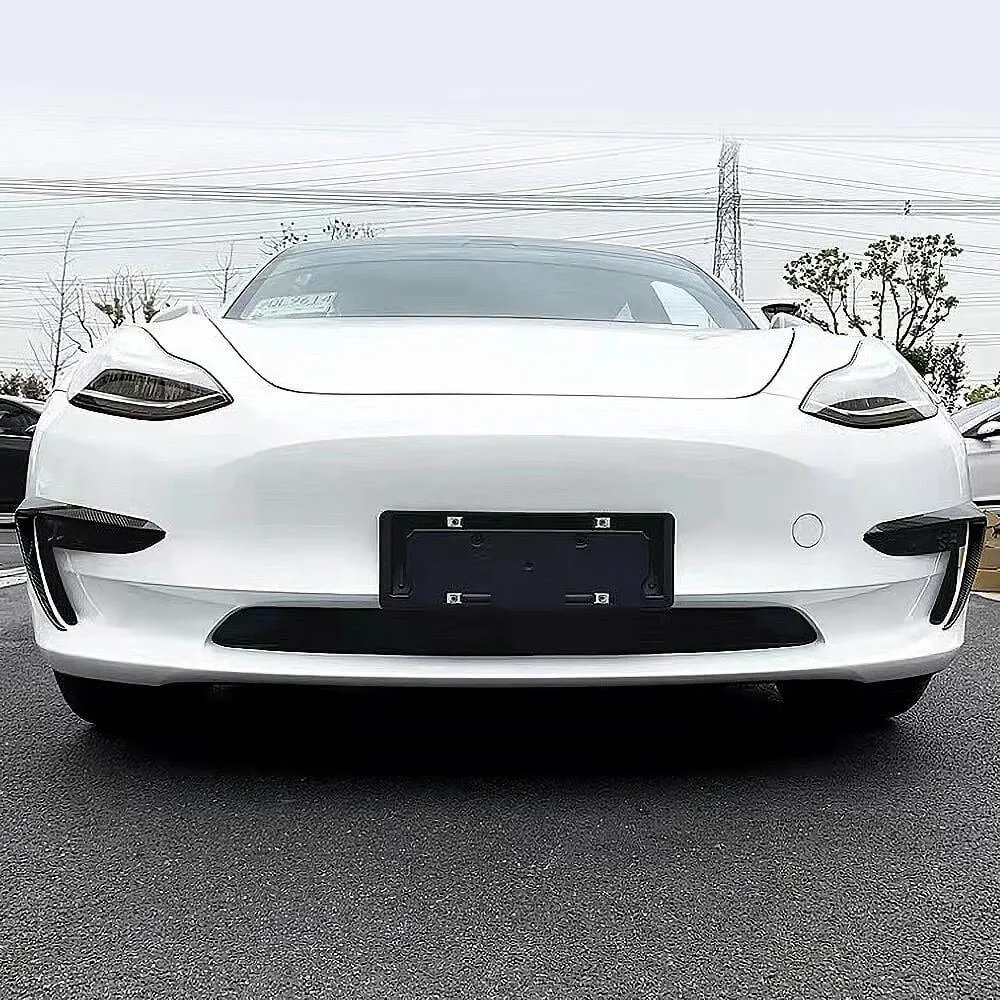 Real Carbon Fiber Front Foglight Trim Cover For Model 3