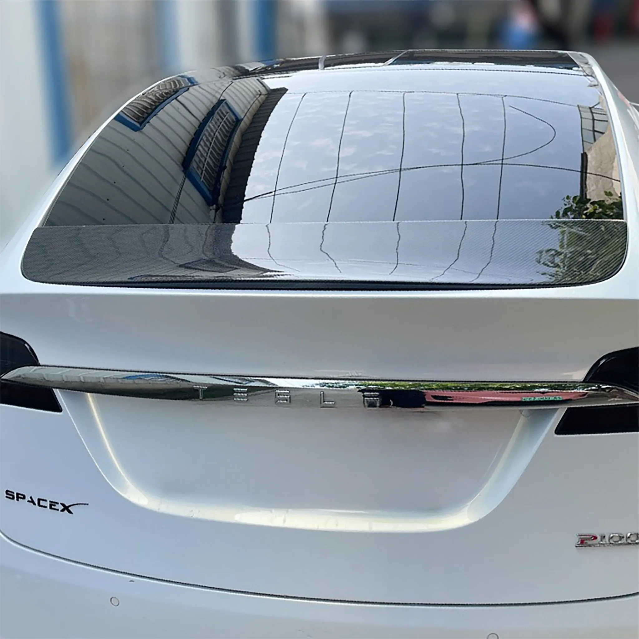 Real Carbon Fiber Model X Wing Spoiler Overlay 2016-2025