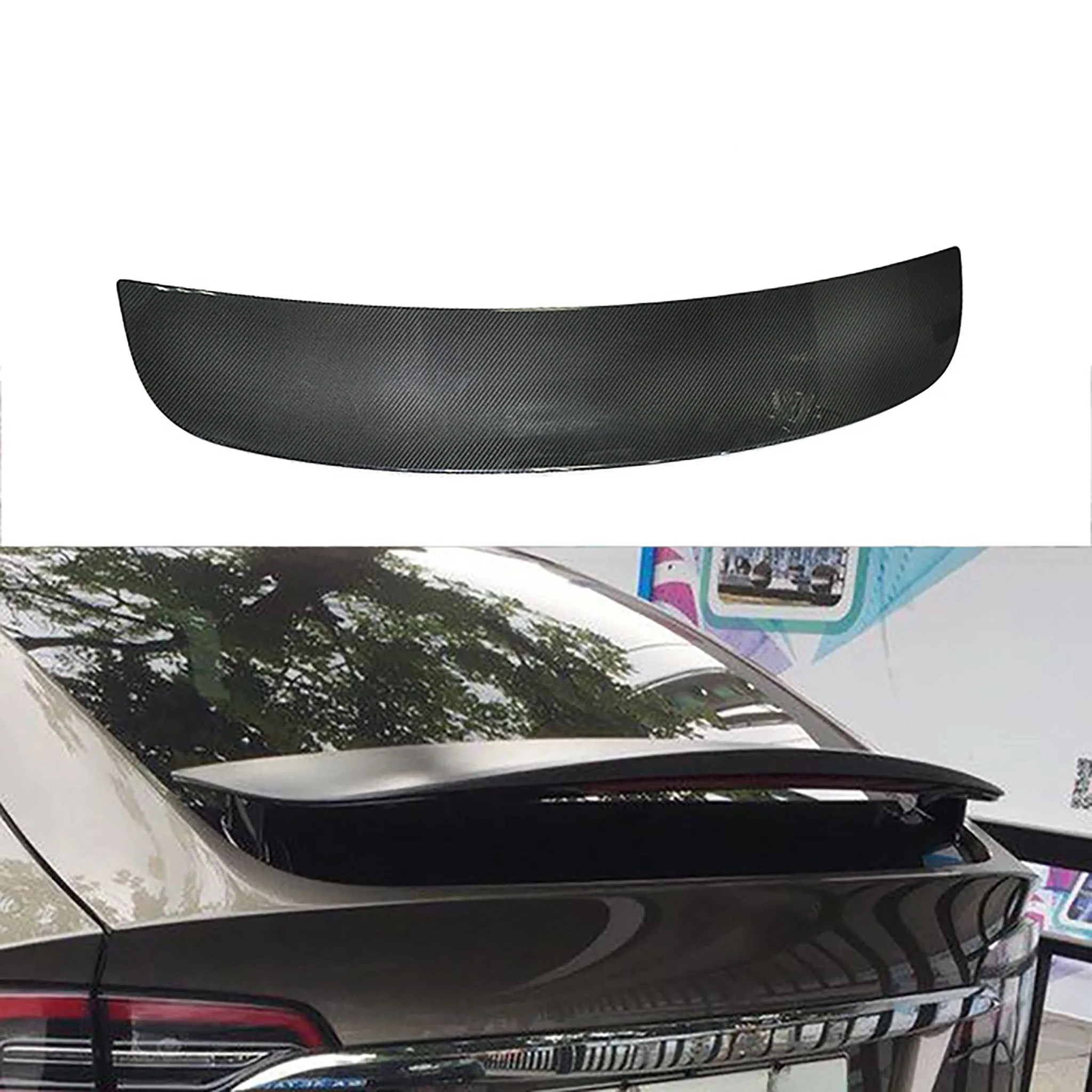 Real Carbon Fiber Model X Wing Spoiler Overlay 2016-2025