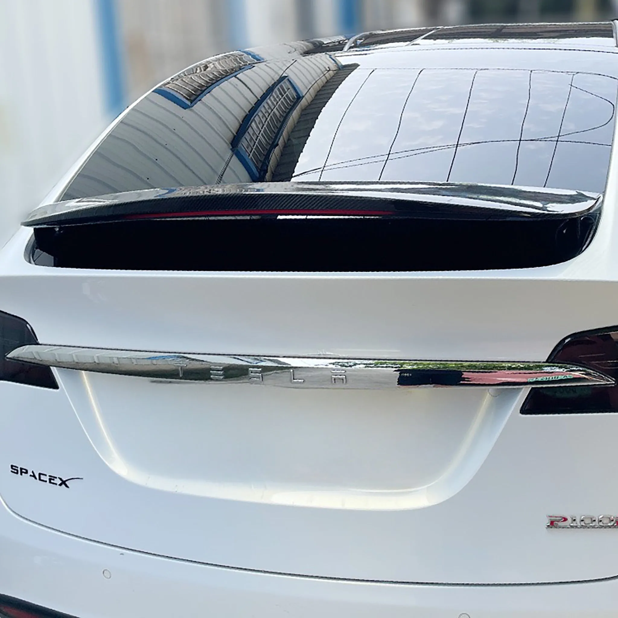 Real Carbon Fiber Model X Wing Spoiler Overlay 2016-2025