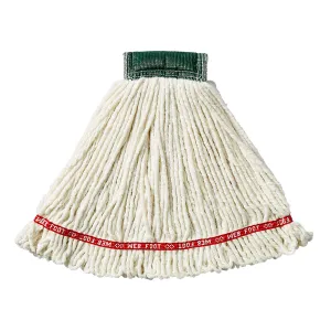 Rubbermaid® Web Foot® Cotton & Synthetic Blend Shrinkless® White Wet Mop w/ 5" Headband (Size: Medium | Looped Ends)  - Case of 6