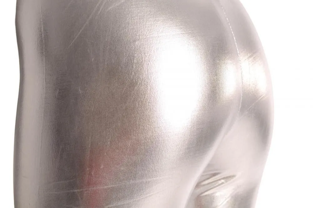 Silver Shiny Faux Leather Wet Look