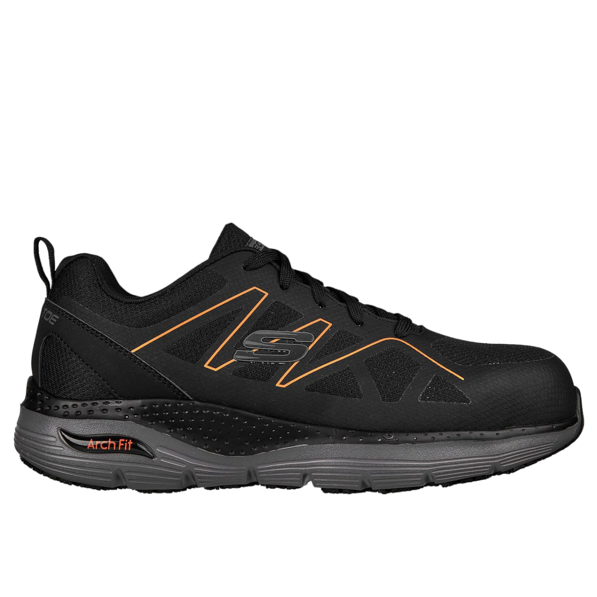 Skechers Men's 200152 Arch Fit SR Vigorit Black Orange Safety Toe Work Shoes