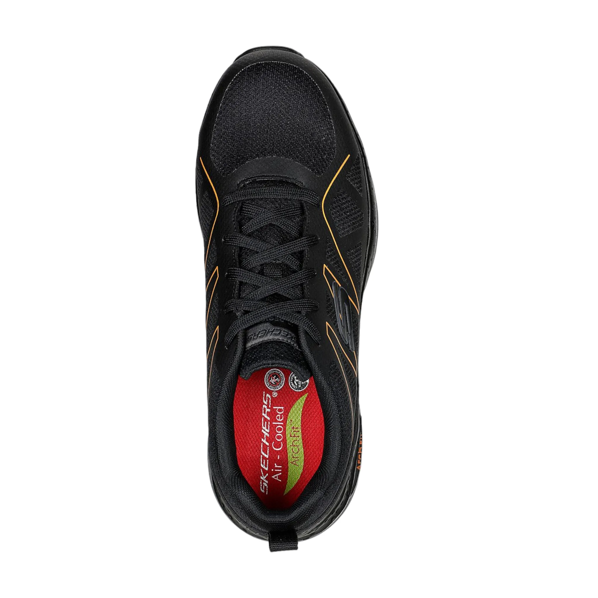 Skechers Men's 200152 Arch Fit SR Vigorit Black Orange Safety Toe Work Shoes