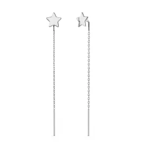 Solid 925 Sterling Silver Star Threader Earrings