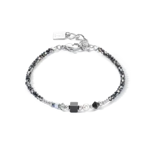 Square Stripes bracelet silver-black