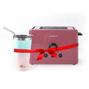 The Better Home Fumato's Kitchen and Appliance Combo| Toaster   Insulated Tumbler with Straw |Food Grade Material| Ultimate Utility Combo for Home| Pink
