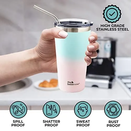 The Better Home Fumato's Kitchen and Appliance Combo| Toaster   Insulated Tumbler with Straw |Food Grade Material| Ultimate Utility Combo for Home| Pink