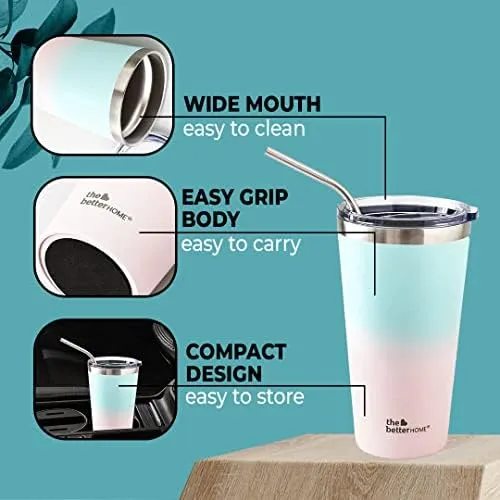 The Better Home Fumato's Kitchen and Appliance Combo| Toaster   Insulated Tumbler with Straw |Food Grade Material| Ultimate Utility Combo for Home| Pink