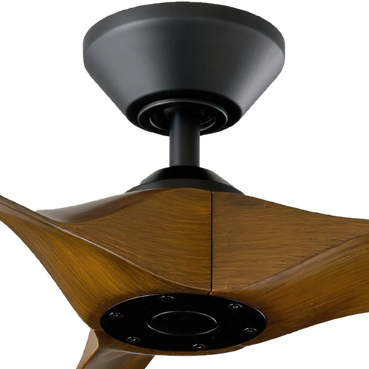 Torque 58 Inch Damp Rated Smart Ceiling Fan, Matte Black with Distressed Walnut Blades