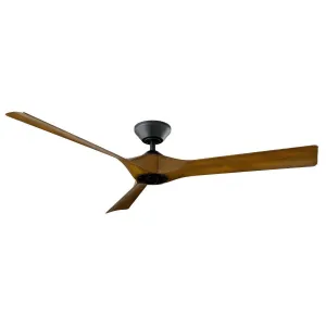 Torque 58 Inch Damp Rated Smart Ceiling Fan, Matte Black with Distressed Walnut Blades